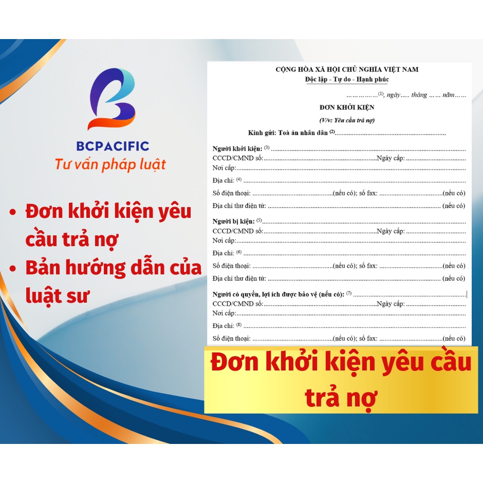 Đơn khởi kiện yêu cầu trả nợ
