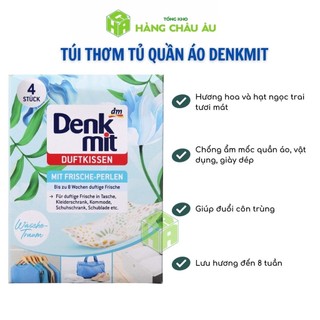 Túi thơm treo tủ quần áo, phòng, nhà tắm Denkmit Hộp 4 túi - Nội địa Đức