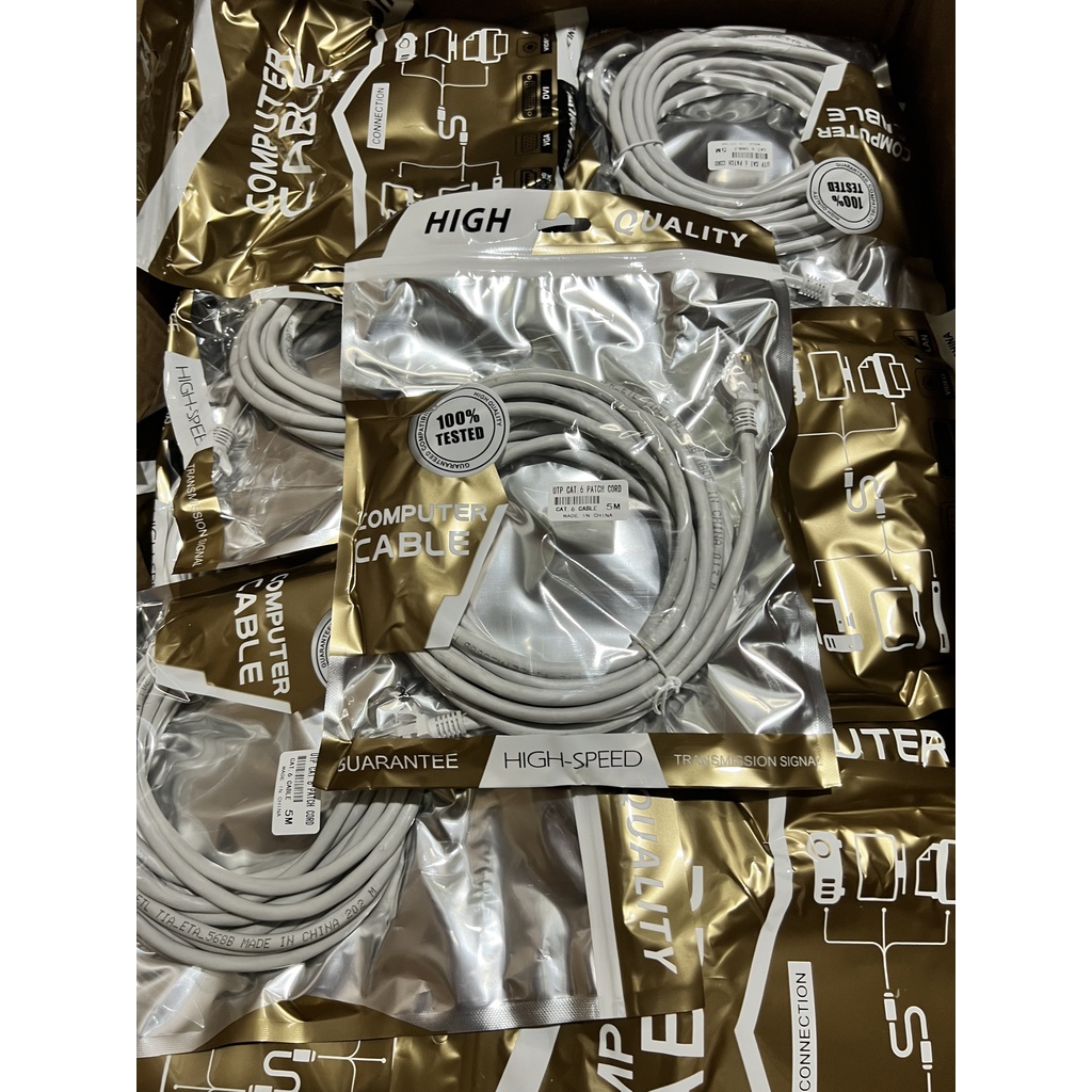 Dây Mạng Đúc Sẵn 2 Đầu RJ45 bằng máy độ dài 1M, 1.5M, 3M, 5M  Cat6e UTP Zin