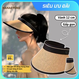 Mũ cói nửa đầu Vinyl chống nắng chống tia UV, nón cói chống năng vành rộng Gấp Gọn 2023