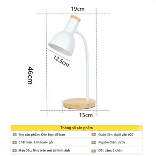 Đèn Học Để Bàn Chống Cận Đế Gỗ Bóng Led
