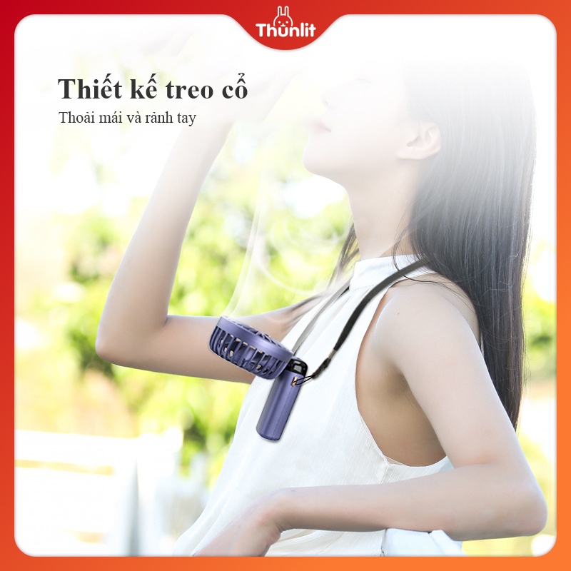 Quạt sạc THUNLIT 3000mah thiết kế di động cầm tay gấp và để bàn với màn hình LED