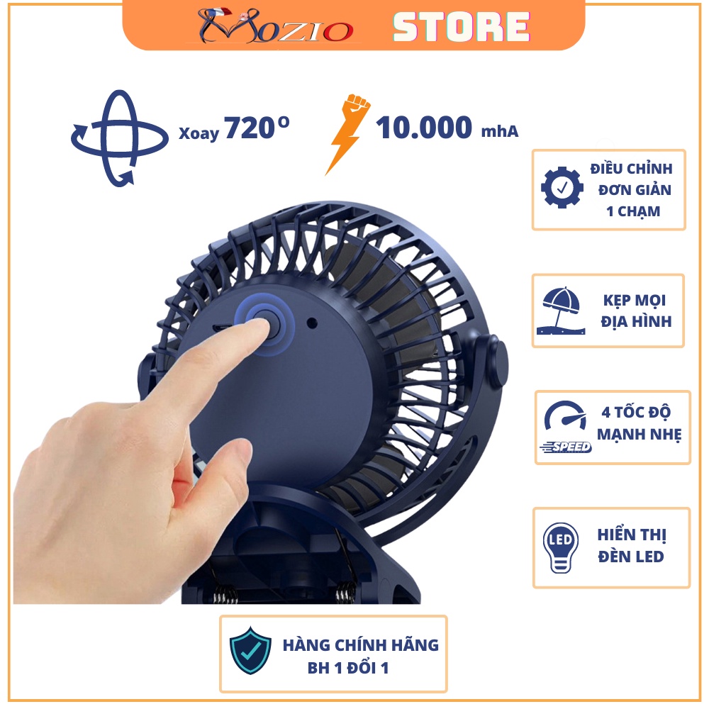 Quạt kẹp mini cho trẻ nằm nôi cũi xe đẩy để bàn tiện lợi Portable mobile Fan, ToBé kẹp bàn, xe đẩy,GF-07 pin 10000mah