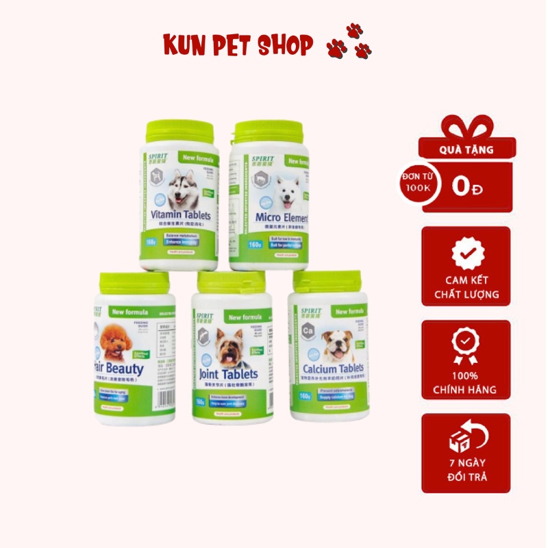 Spirit Bổ Sung Dinh Dưỡng Cho Chó, Bổ Sung Canxi, Khoáng, Vitamin Tổng Hợp, Dưỡng Lông Thú Cưng - Kun Pet Shop