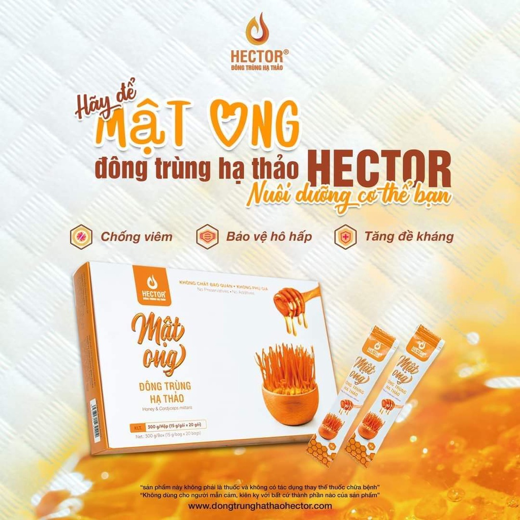 Mật Ong Đông Trùng Hạ Thảo HECTOR Giúp Tăng Cường Sức Đề Kháng, Giảm Ho Hiệu Quả Hộp 20 Gói