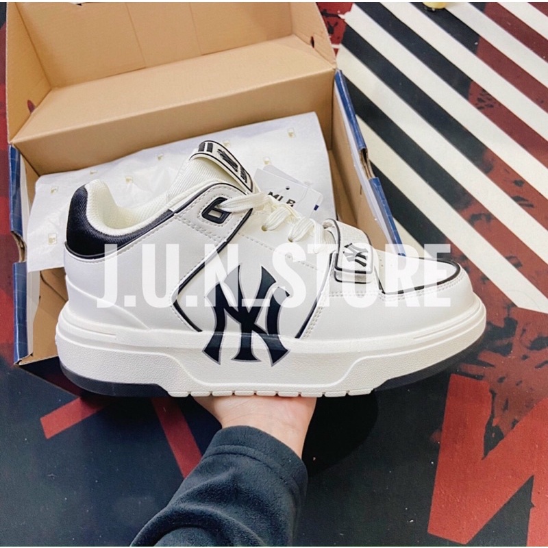 Giày ML.B Chunky Liner Mid Basic NY White Black - Mlb Liner Trắng Đen [ Fullbox Cao Cấp ]