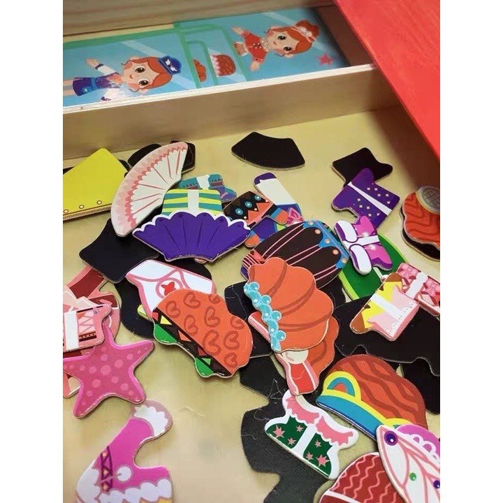 Đồ Chơi Ghép Hình Thiết Kế Thời Trang Công Chúa Theo Mẫu Bằng Gỗ Và Nam Châm Nhiều Hình Chủ Đề Nhân Vật - Hàng loại 1 có