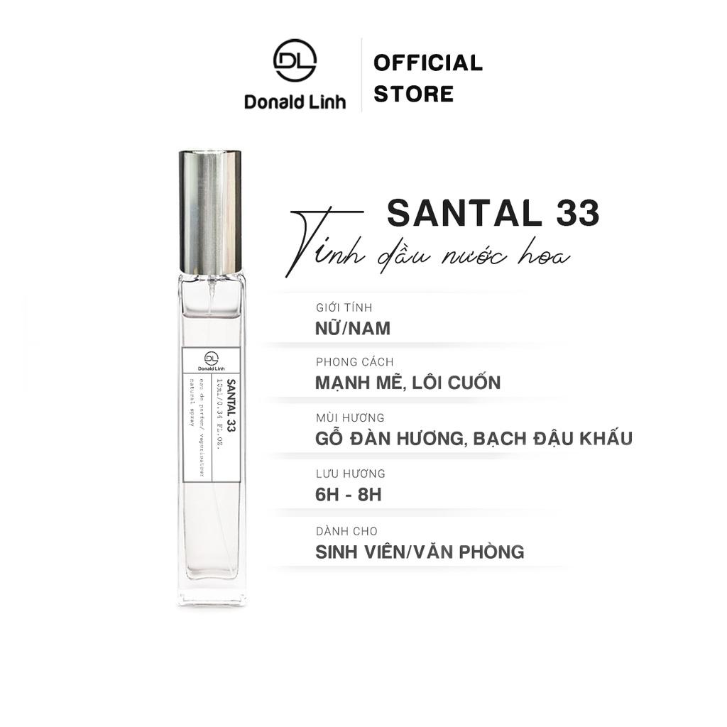 Tinh Dầu Nước Hoa Donald Linh Santal 33 Quyến Rũ, Gợi Cảm 10 ml