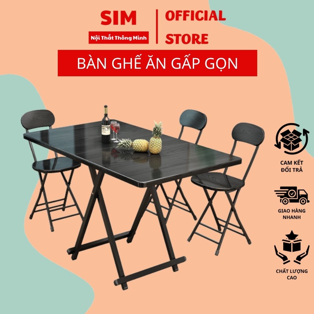 {Combo 1 bàn 4 ghế} Bộ bàn ghế ăn gấp gọn thông minh , mặt gỗ phủ lớp melamine chống xước chống ẩm