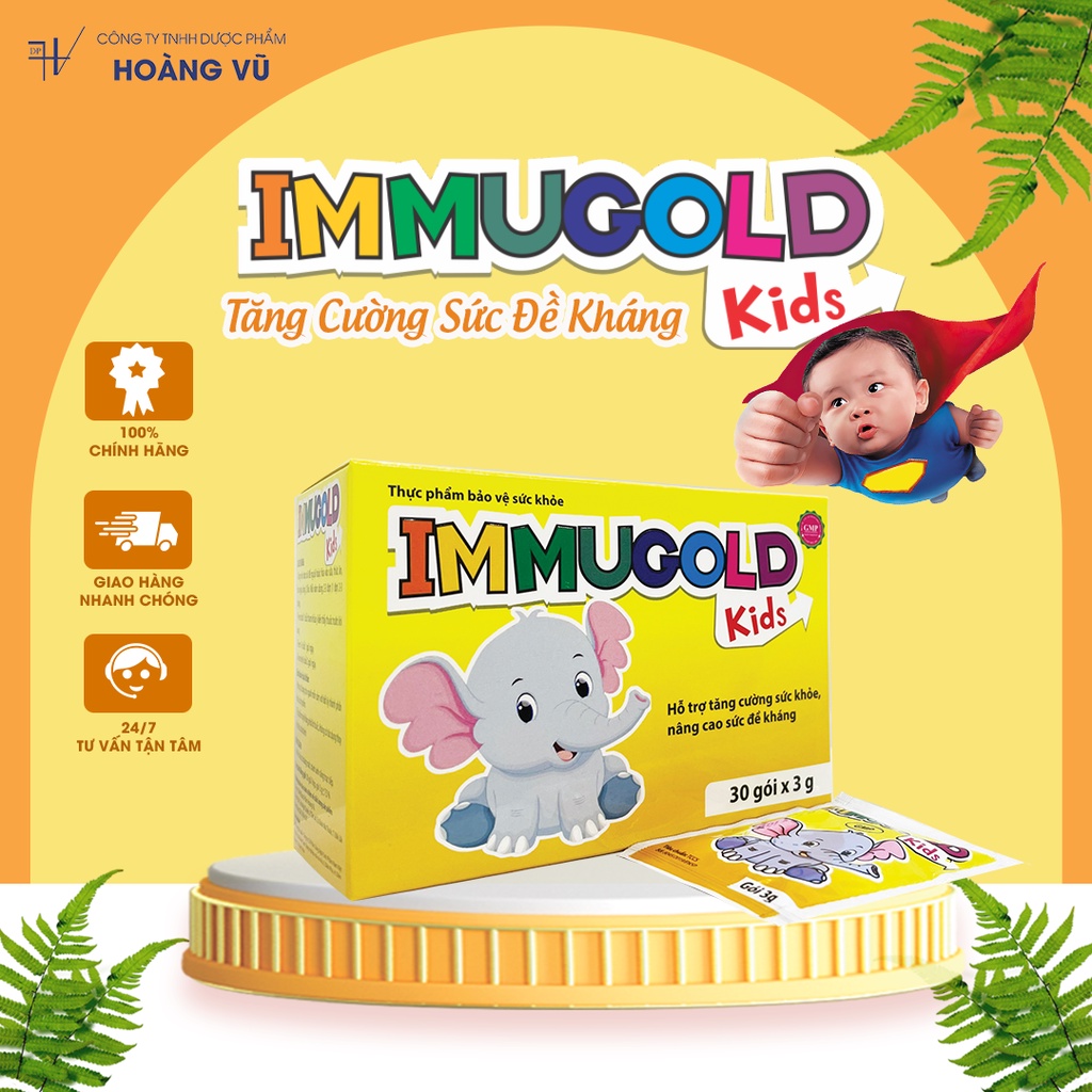 Gói pha tăng cường đề kháng IMMUGOLD KID - Hỗ trợ miễn dịch, nâng cao sức đề kháng cho bé