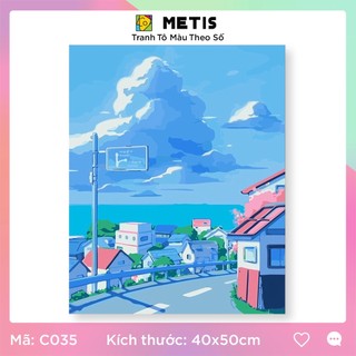 Tranh tô màu số hoá METIS Tranh phong cảnh Nhà Ven Biển C053