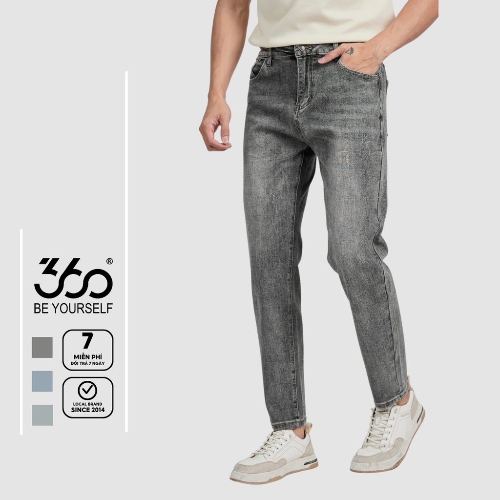 Quần jeans nam dáng dài trẻ trung thương hiệu 360 BOUTIQUE chất liệu cao cấp