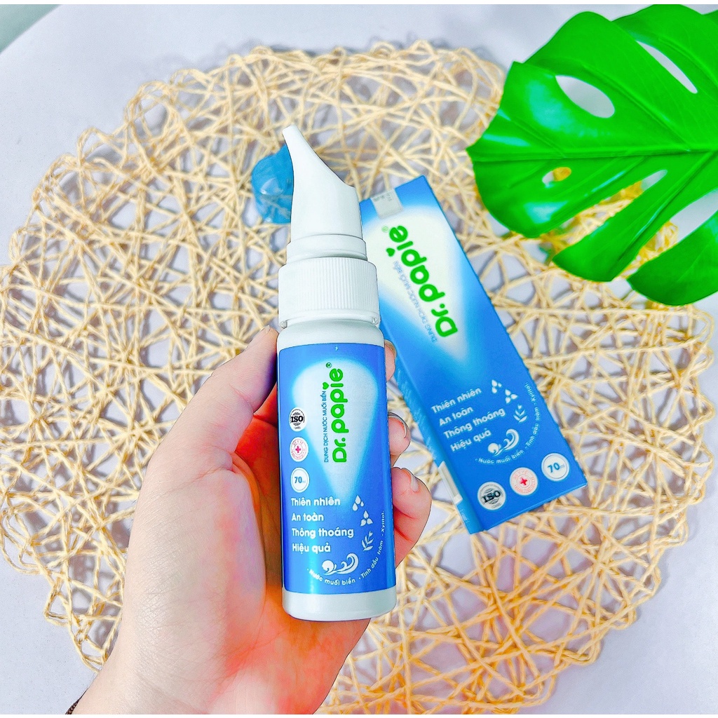 Dung Dịch Nước Muối Biển Sâu Dr.Papie - Xịt Mũi Họng , Rửa Và Vệ Sinh Mũi, Bảo Vệ Đường Hô Hấp / Chai 70ml