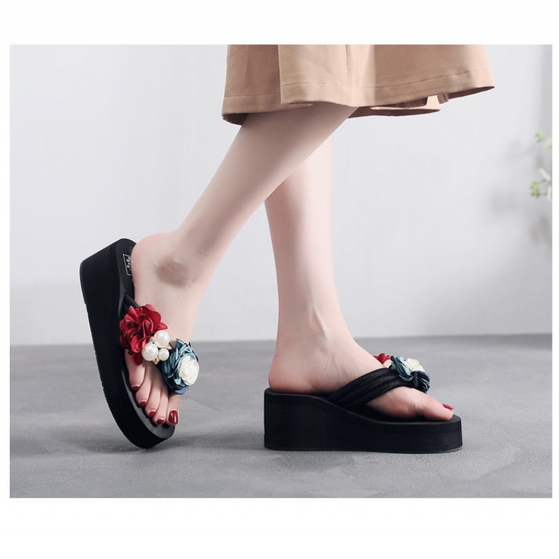 Dép cao gót xỏ ngón đính hoa thanh lịch cho nữ