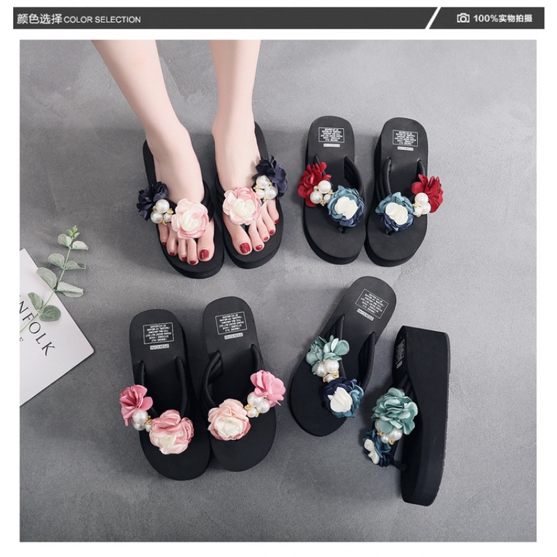 Dép cao gót xỏ ngón đính hoa thanh lịch cho nữ