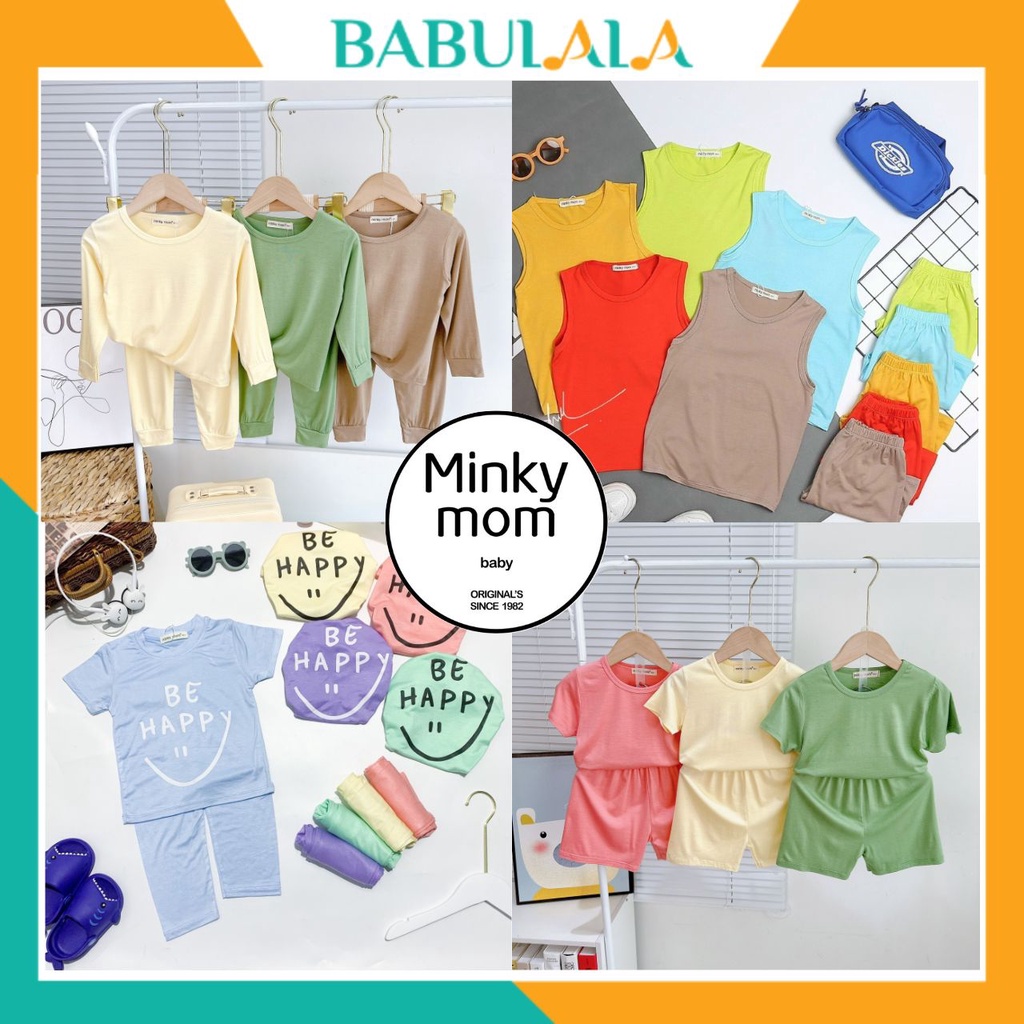 Đồ Bộ Minky Mom Thun Lạnh Ba Lỗ Cộc Tay Tay Ngắn Quần Dài Dài Tay Cho Bé 8-28kg - Babulala