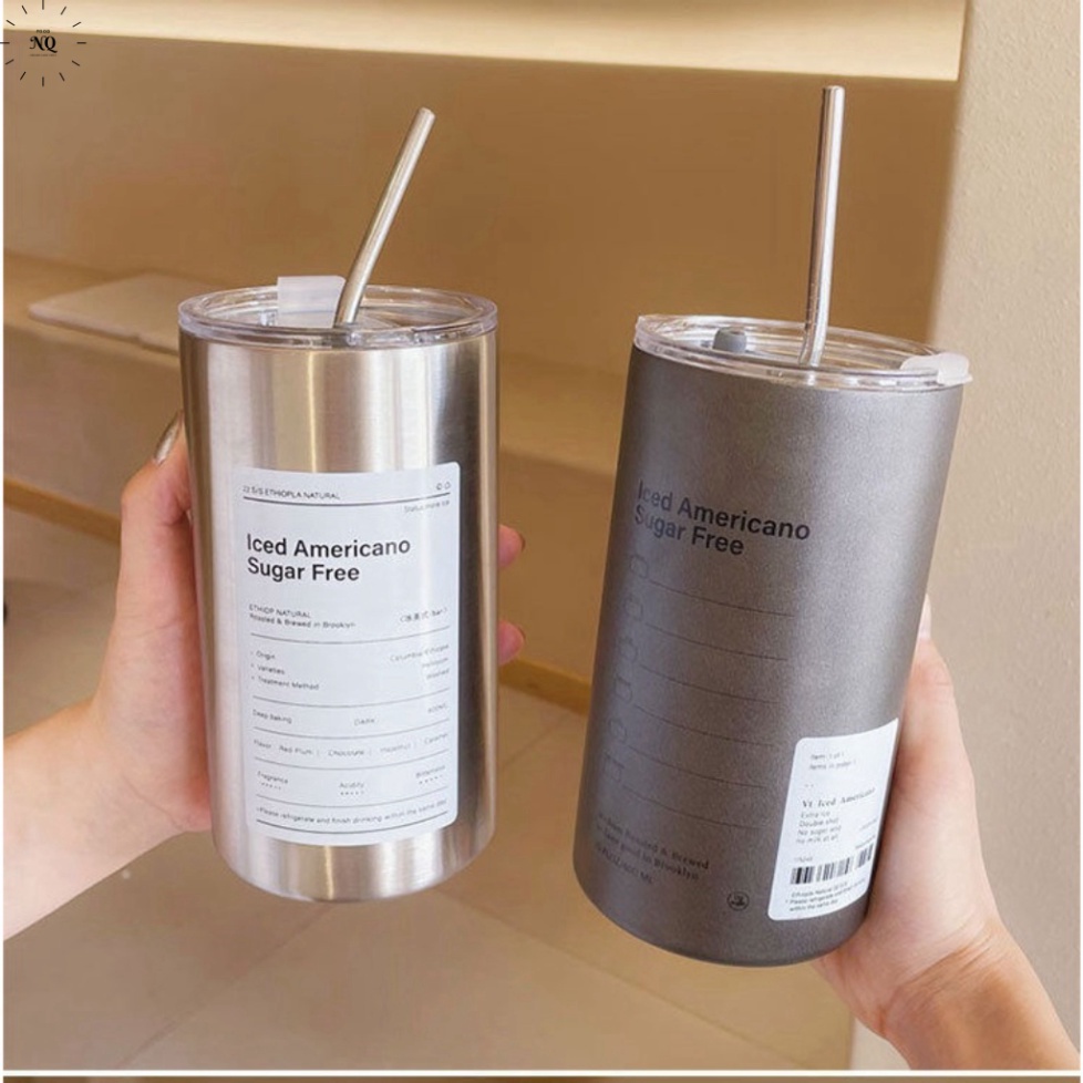 Cốc Giữ Nhiệt Americano Dung Tích 600ML INOX Kèm Ống Hút, Cốc Uống Nước, Cafe Giữ Nhiệt + TẶNG KÈM TÚI ĐỰNG LY TRONGSUẤT