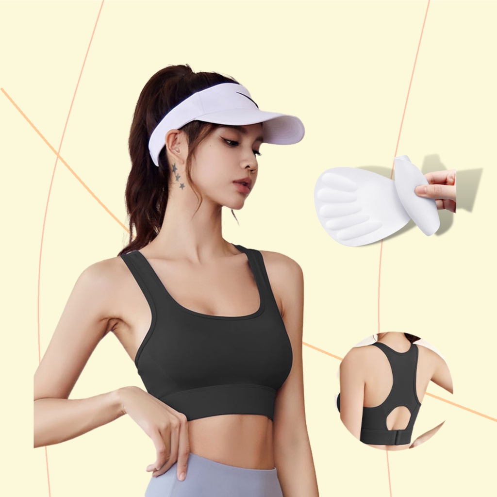 Áo ngực thể thao tập Gym Yoga chạy bộ có đệm ngực và móc cài điều chỉnh BRA09_NuciFera