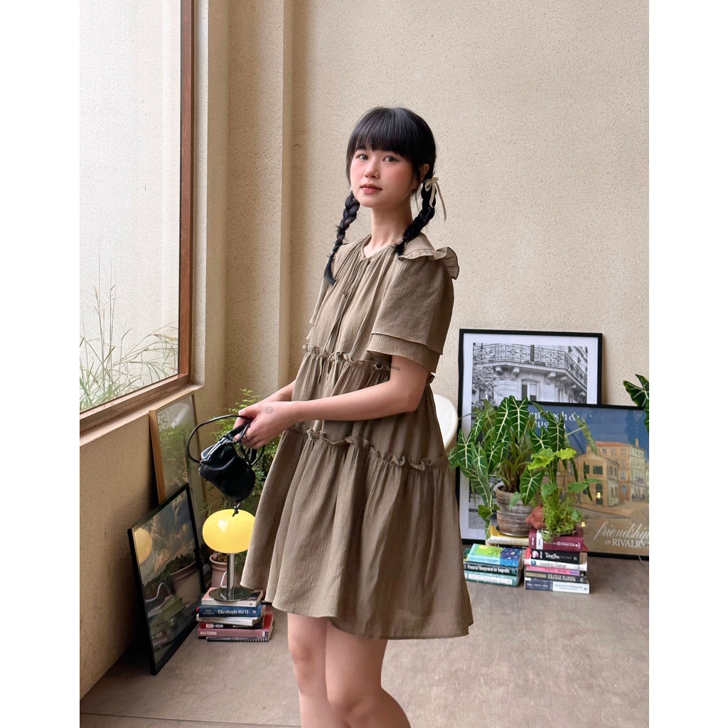 Đầm xẻ cổ V cột nơ THE C.I.U - Triscy Babydoll Dress