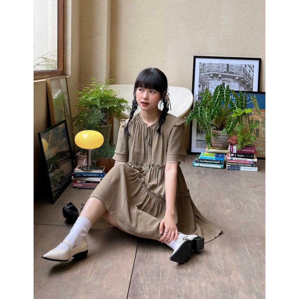 Đầm xẻ cổ V cột nơ THE C.I.U - Triscy Babydoll Dress