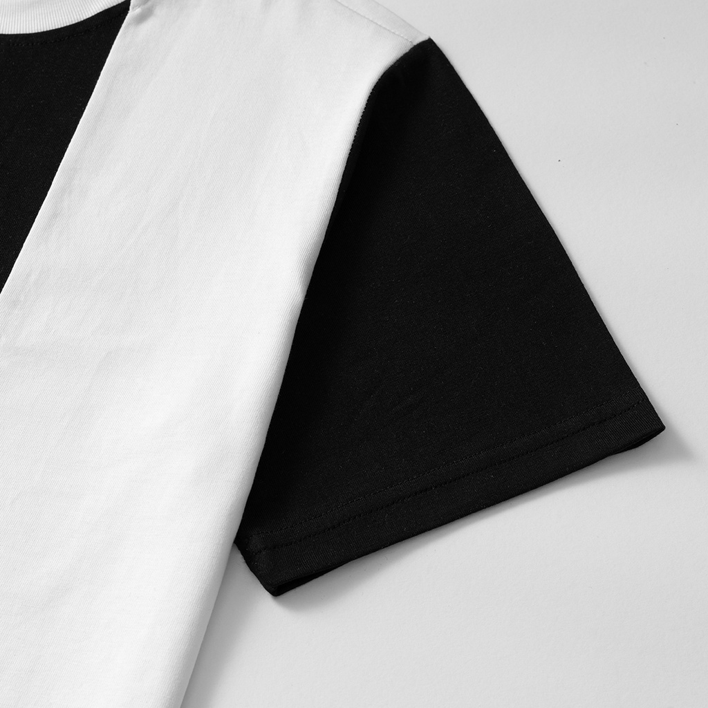 Áo thun nam oversize ROUGH 230gsm cổ bo tròn vải Cotton co giãn phối màu năng động