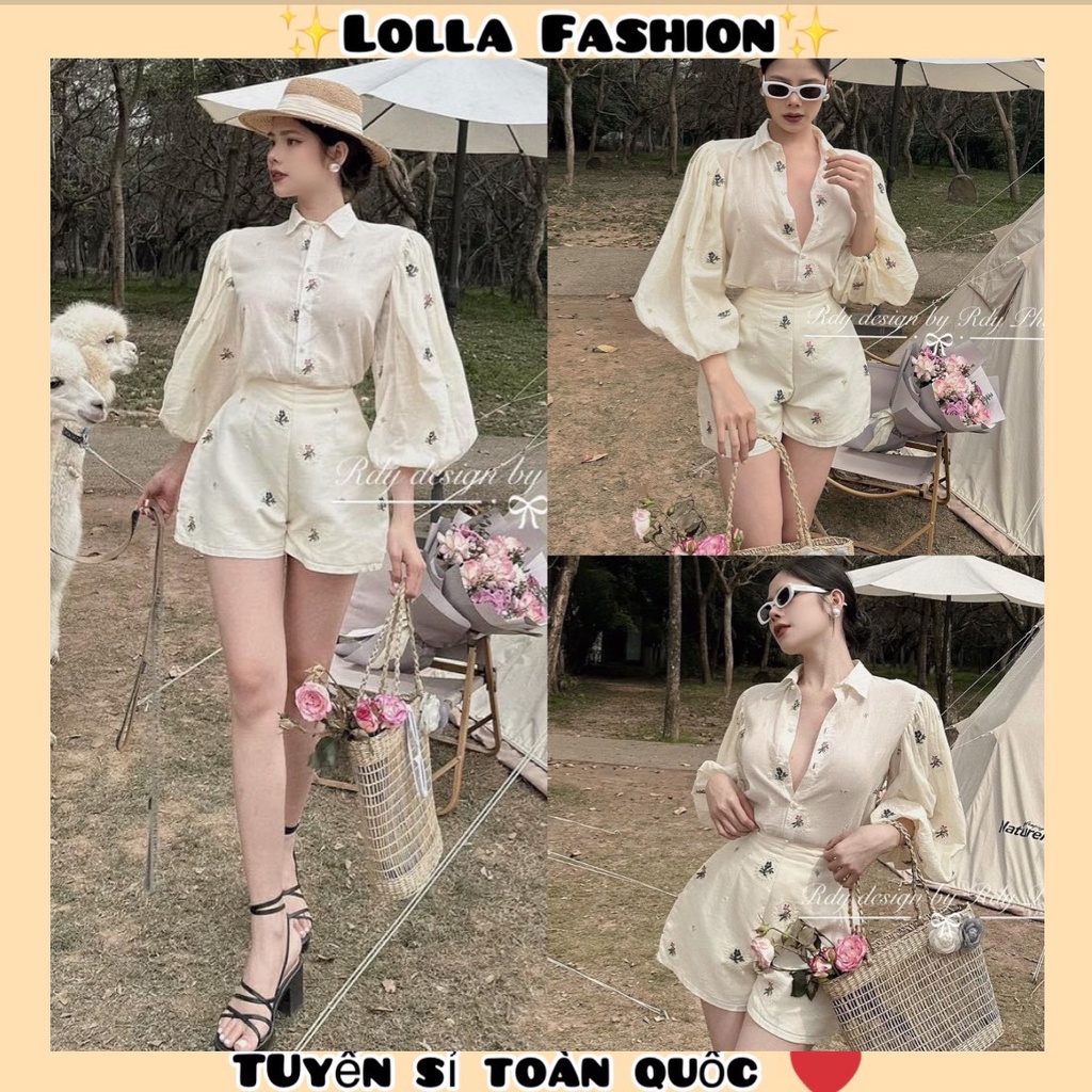 : Set Sơ Mi Hoa + Mix Quần Sooc 2 lớp dày dặn [LOLLA_YE_FASHION]