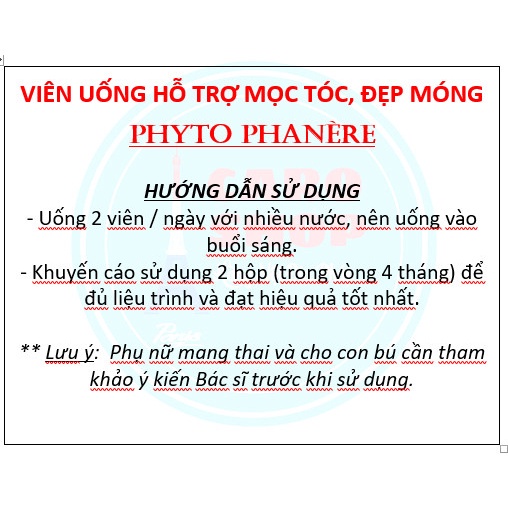 Viên uống PHYTO Phanere hỗ trợ mọc tóc, dưỡng móng - hộp 120v