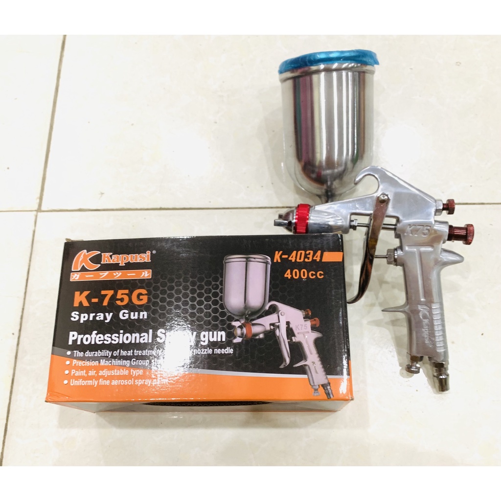 SÚNG PHUN SƠN KHÍ NÉN K75G KAPUSI CHÍNH HÃNG LỖ PHUN 1.5MM