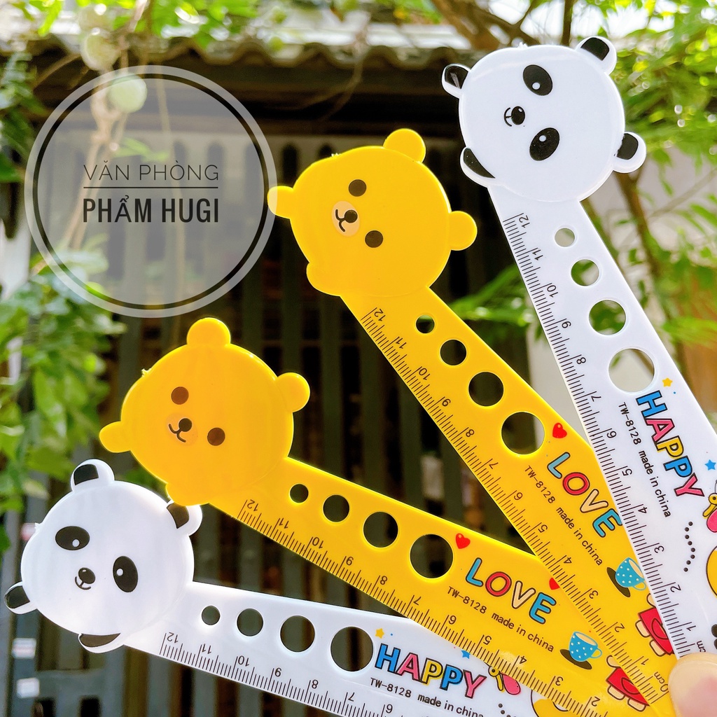 SET gồm 2 cây Thước kẻ nhựa cứng 15cm hoạt hình dễ thương (TW-8128)