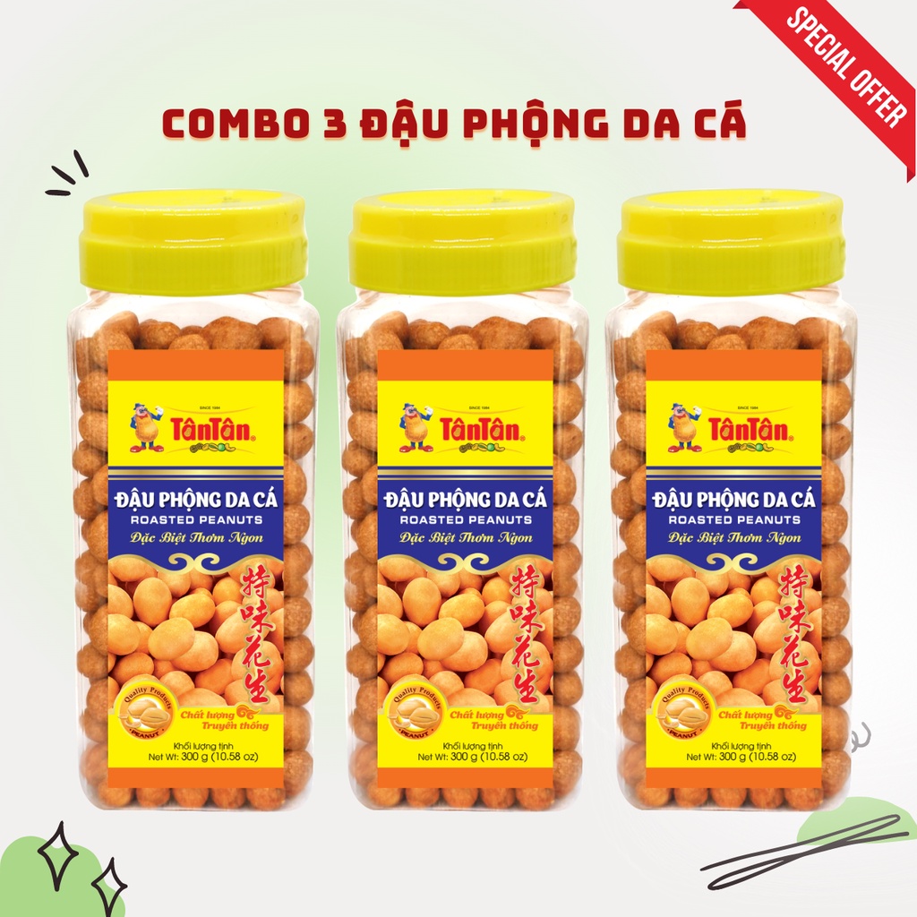 Combo 3 hũ Đậu phộng Da Cá Tân Tân 300g (300gx3 )