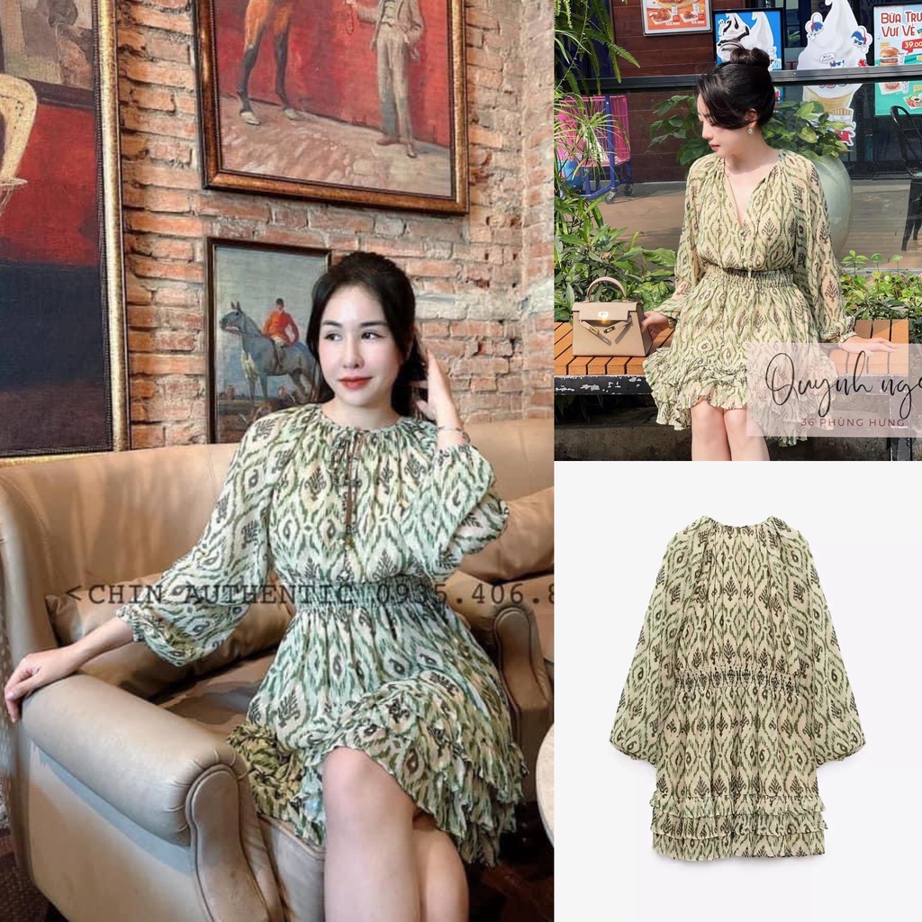 Đầm Zara Đầm mini Váy mini hoạ tiết Zara xuất đi biển, du lịch V063 Váy Zara
