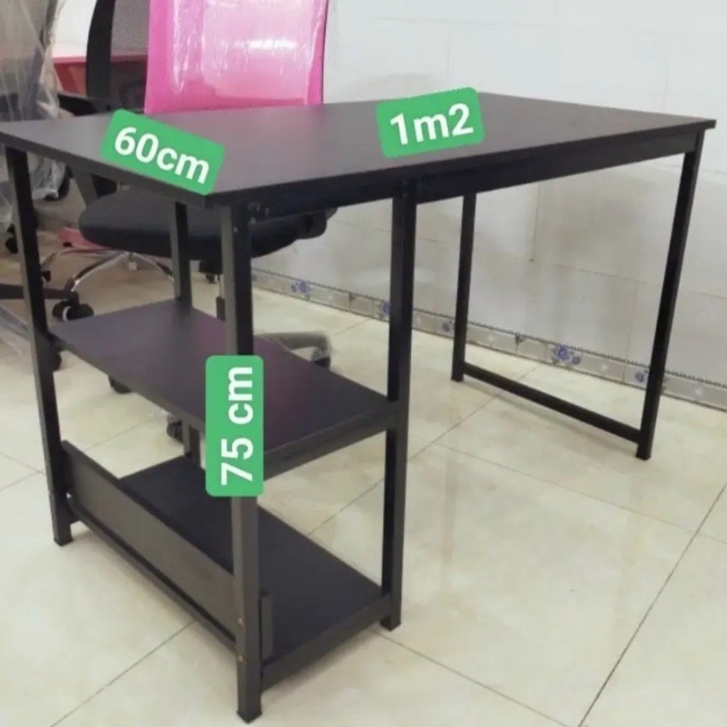 Bàn làm việc liền 2 kệ sách chân sắt mặt gỗ công nghiêp loại 1  - BẢO HÀNH 12 THÁNG