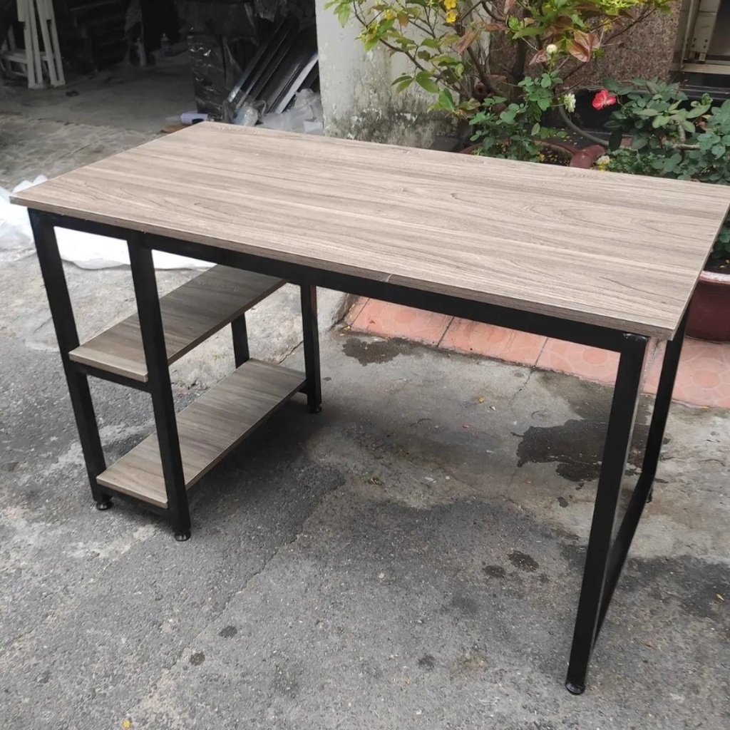 Bàn làm việc liền 2 kệ sách chân sắt mặt gỗ công nghiêp loại 1  - BẢO HÀNH 12 THÁNG