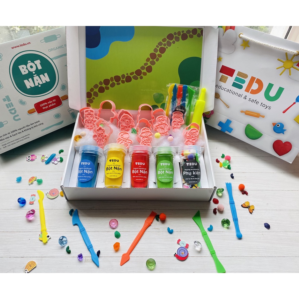 Bột nặn đất nặn an toàn TEDU - combo 16: Bé thích nghề gì thế?
