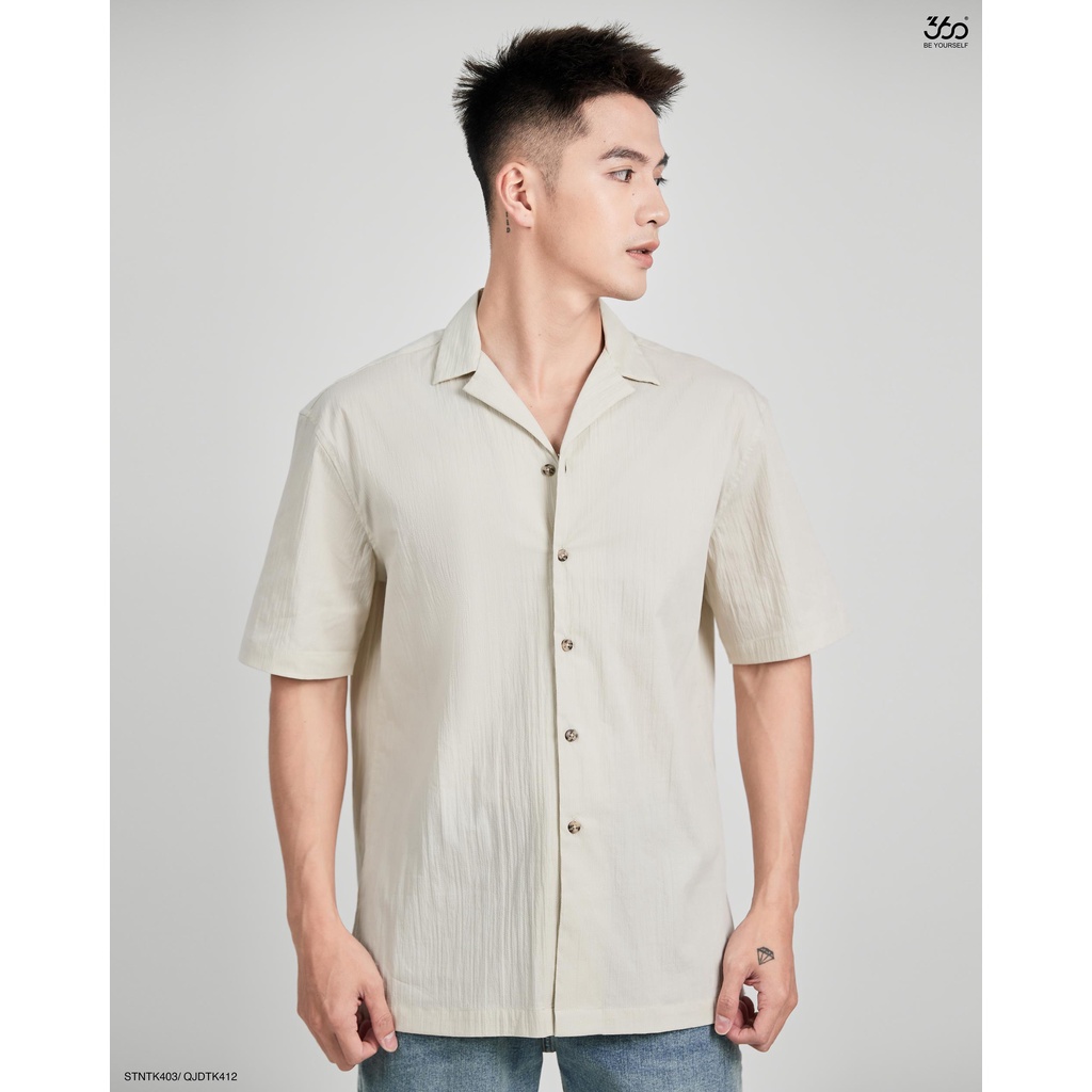 Áo sơ mi nam cổ vest thương hiệu 360 Boutique dài tay chất liệu cotton cao cấp - STNTK403