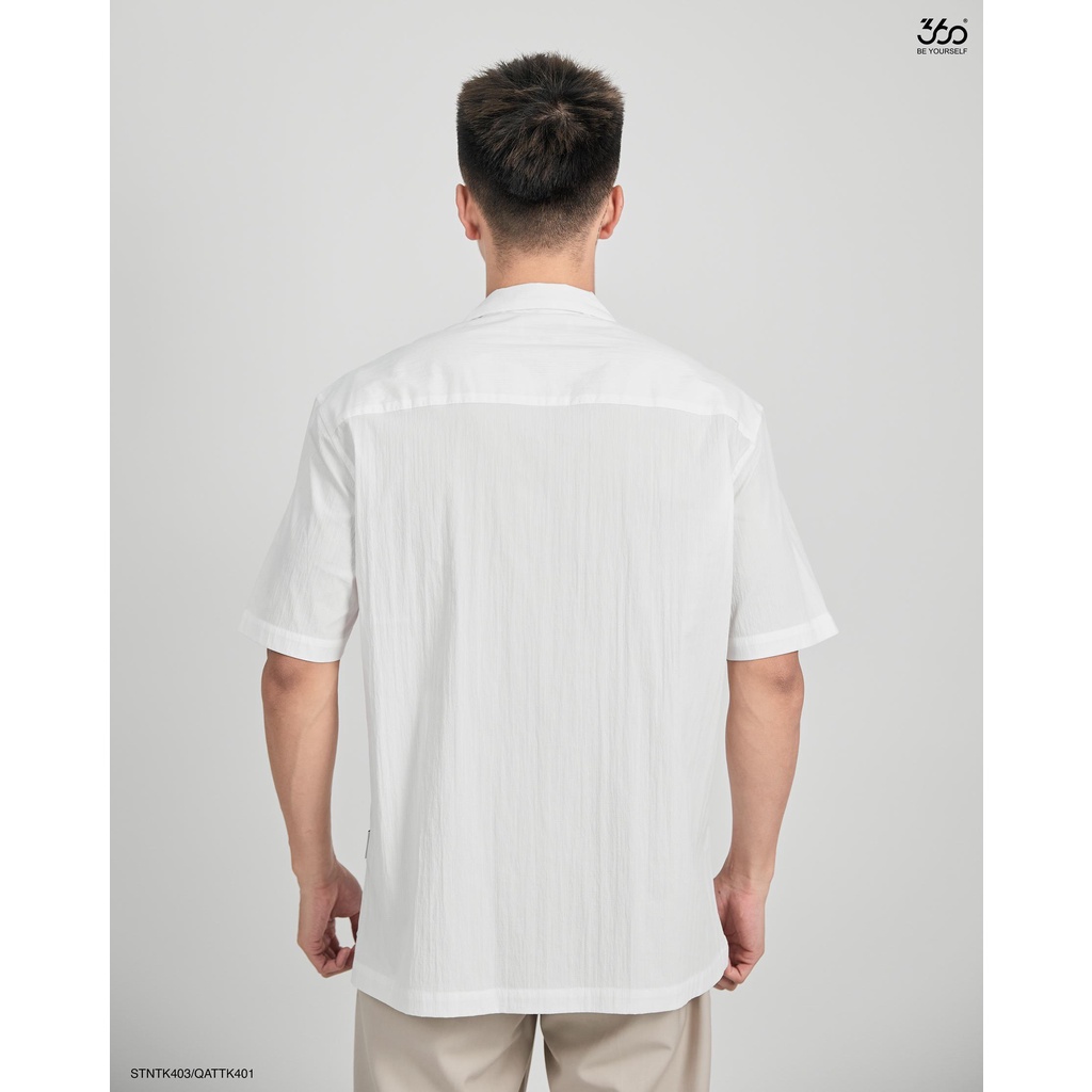 Áo sơ mi nam cổ vest thương hiệu 360 Boutique dài tay chất liệu cotton cao cấp - STNTK403