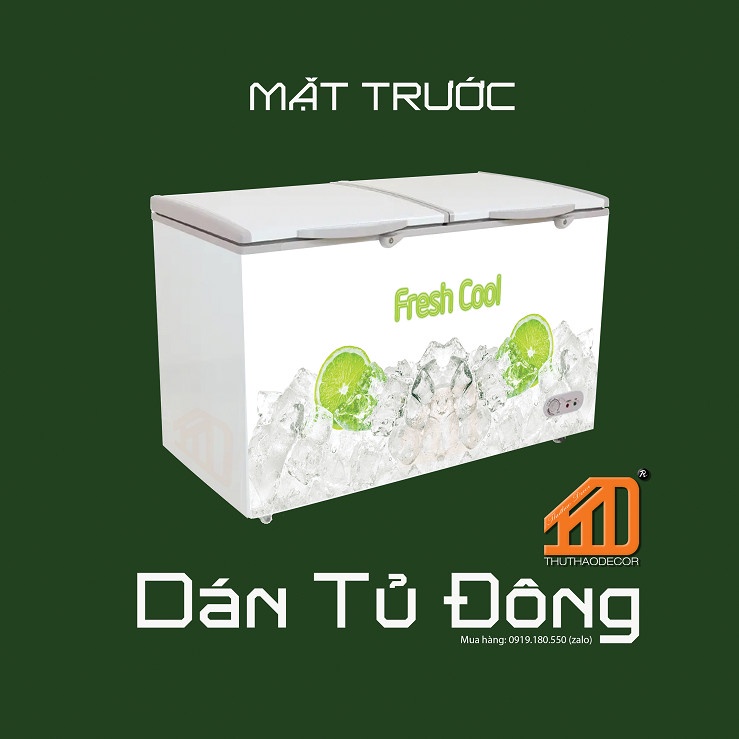 Decal trang trí dán tủ đông - TRÁI CHANH - Chống thấm nước