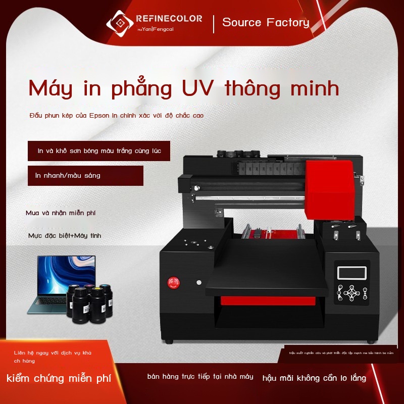 UV máy in phẳng Áo thun ốp lưng điện thoại pha lê biển báo phun sơn nhựa da hoa văn quần