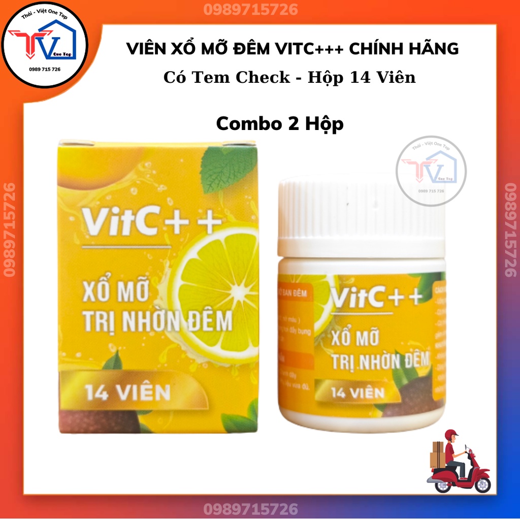 (Có Tem Check ) Combo 2 hộp Xổ mỡ Đêm VitC+++ Chính Hãng Nhà kẹo Dứa ( hộp 14 viên )