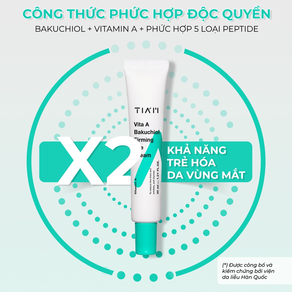 Kem Dưỡng Mắt Bakuchiol Tia'm Làm Mờ Nếp Nhăn, Giảm Quầng Thâm Vùng Mắt - Vita A Bakuchiol Firming Eye Cream 30ml