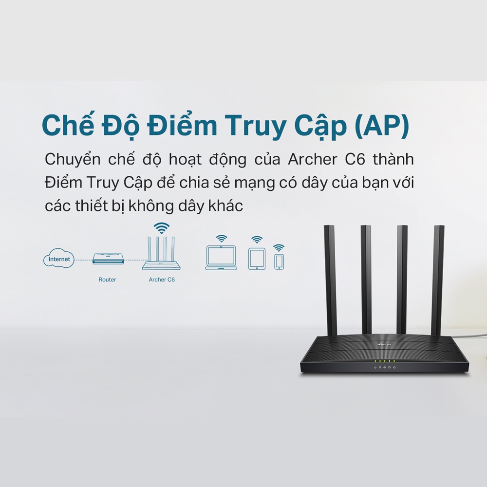 [Hỏa Tốc] Bộ Phát Wifi TP-Link Archer C6 Gigabit MU-MIMO Chuẩn AC 1200Mbps