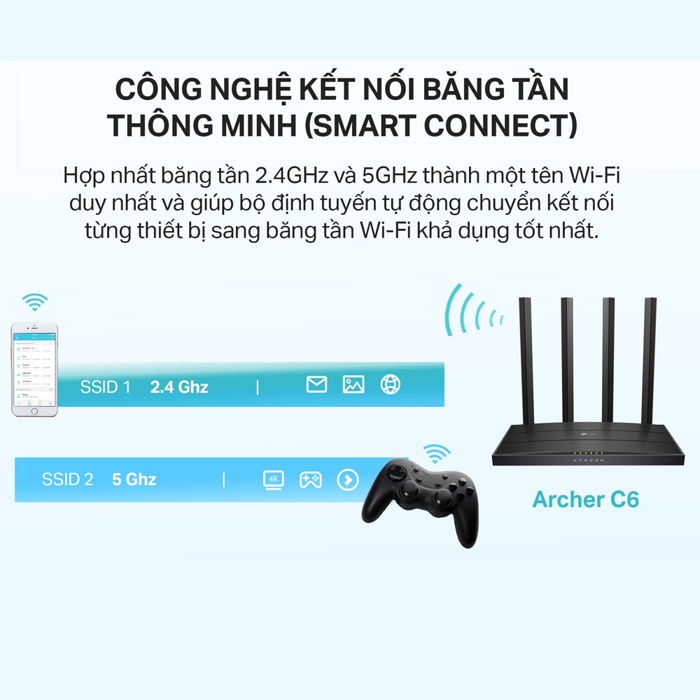 [Hỏa Tốc] Bộ Phát Wifi TP-Link Archer C6 Gigabit MU-MIMO Chuẩn AC 1200Mbps