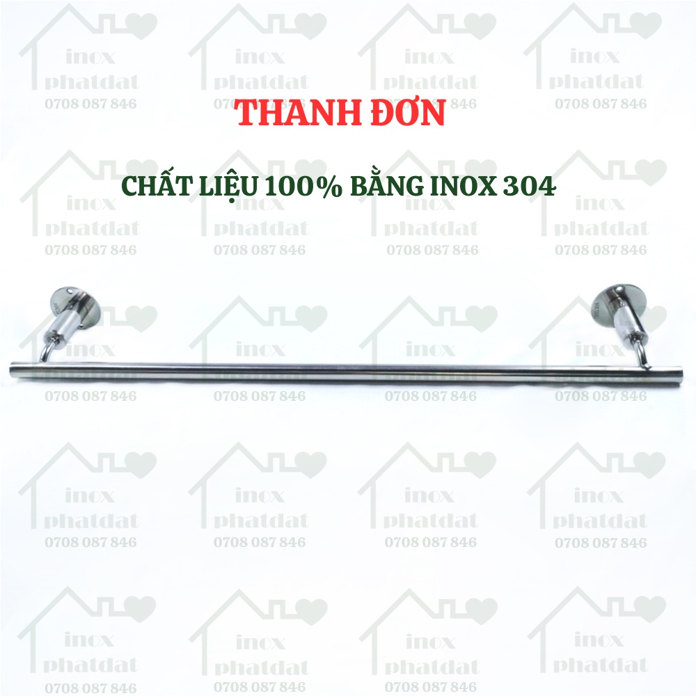 Thanh treo khăn Inox 304 PHÁT ĐẠT không rỉ sét, máng khăn nhà tắm cao cấp, giá móc khăn mặt, vắt khăn inox