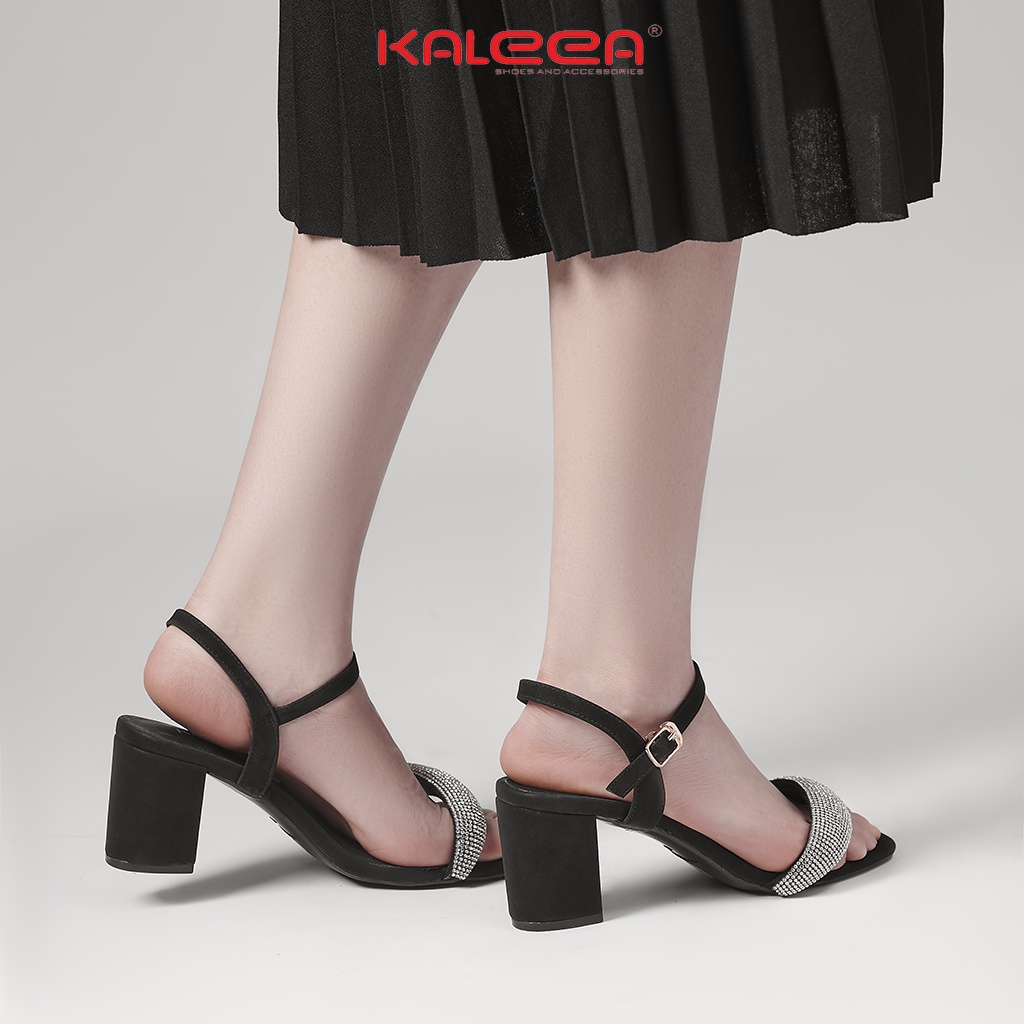 Giày Sandal Nữ Đế Cao 6p Thiết Kế Đính Đá Gót Trụ Sang Trọng KALEEA - K204