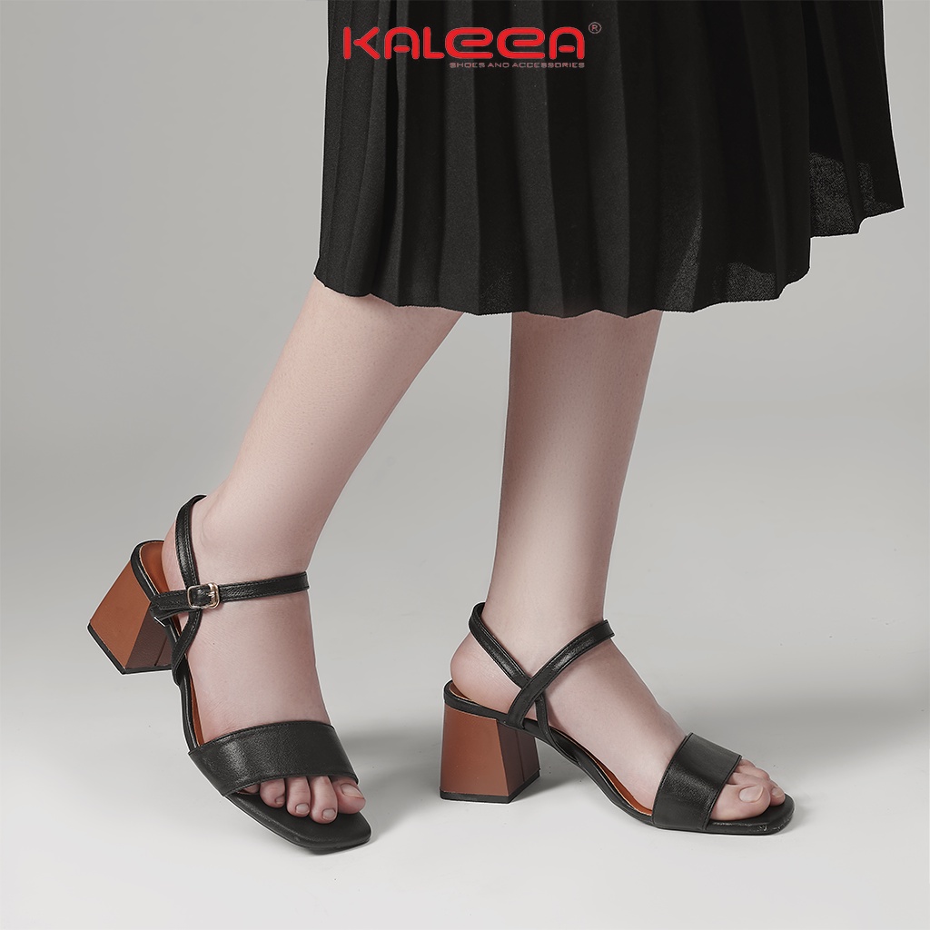 Giày Sandal Cao Gót Nữ Đế Vuông Thiết Kế Cao 6p Quai Mảnh Mũi Vuông KALEEA - K512