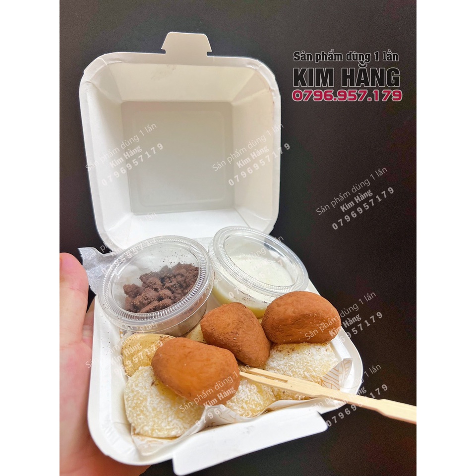Set 100 hộp giấy vuông đựng bánh bao , đựng bánh mì bơ tỏi , đựng xôi ,....