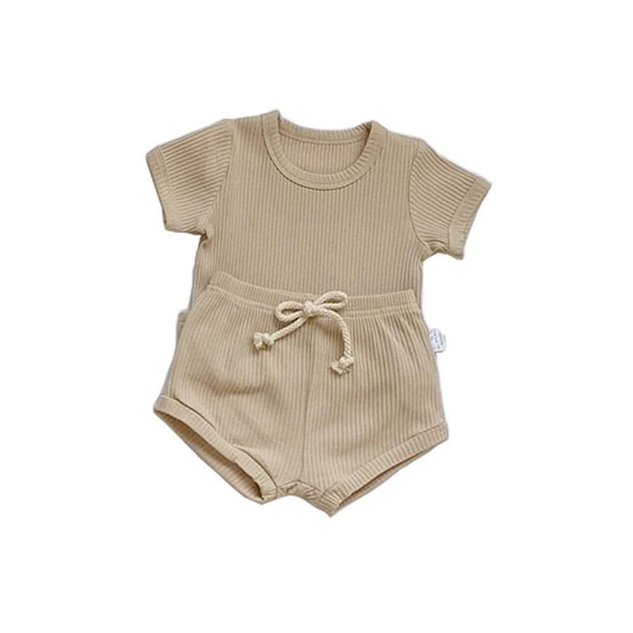 [ẢNH THẬT] Bộ cộc tay trẻ em  Bộ thun tăm lạnh mùa hè cho bé 5-15kg vải mềm mát, co dãn thoải mái