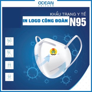 Khẩu trang n95 4 lớp in logo công đoàn, khẩu trang y tế 4 lớp, kháng khuẩn chống bụi siêu mịn