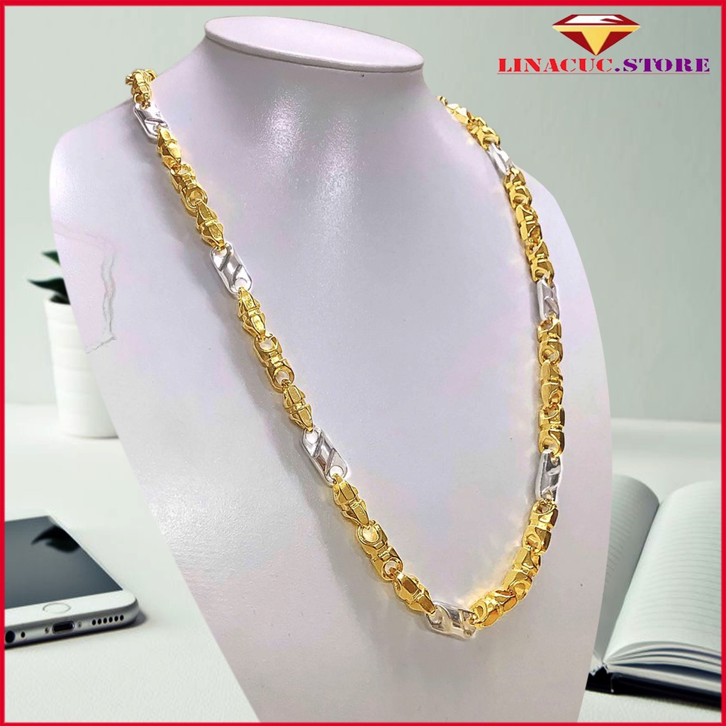 Dây chuyền nam trang sức vòng cổ 2 màu titan mạ vàng 18k. Đẳng cấp - sang trọng. phù hợp đi dự tiệc và đi dạo phố
