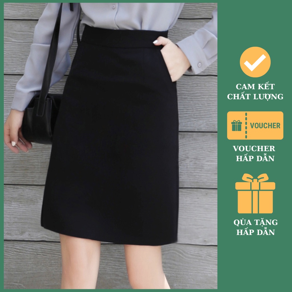 Chân Váy Công Sở Chữ A Có Túi Chéo Đến Gối Chân Váy Công Sở Thời Trang